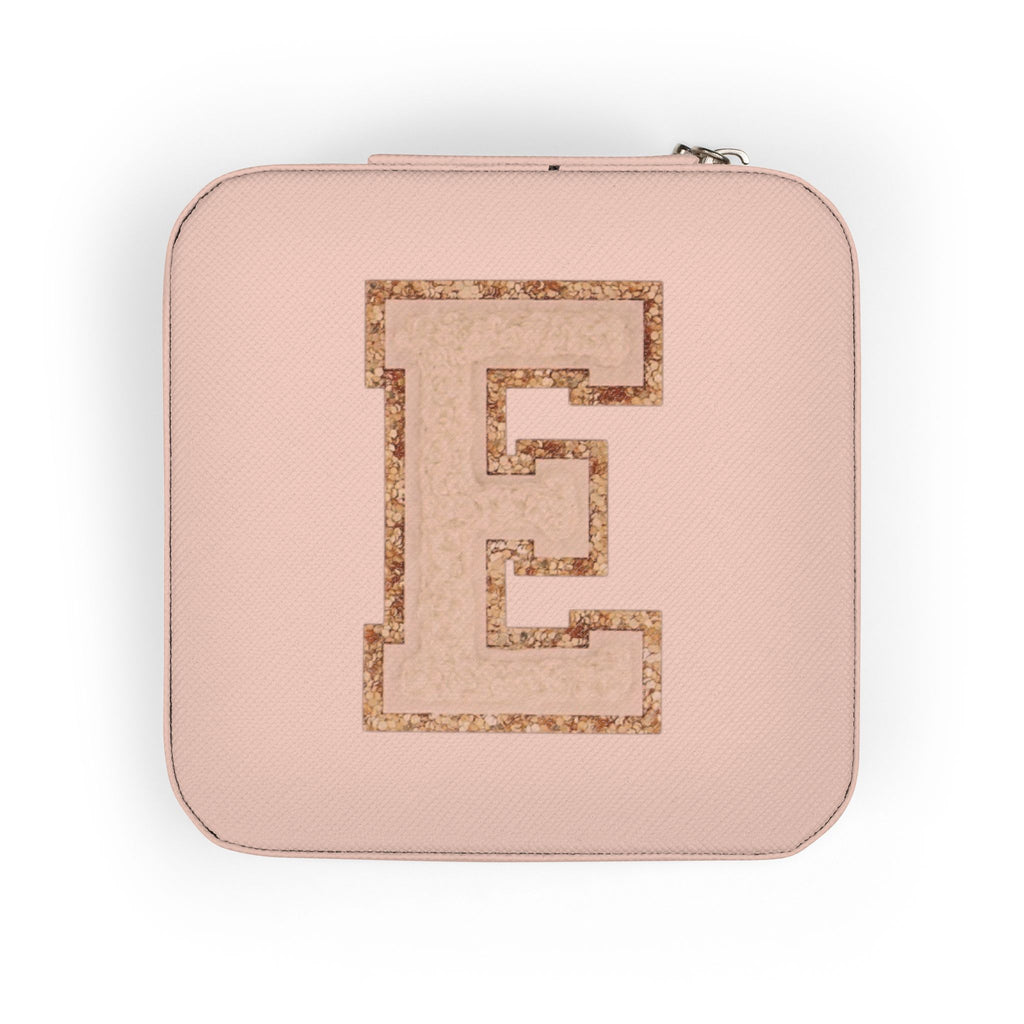 Monogram E Travel Jewelry Case — Compact Pink Travel Jewelry Organizer