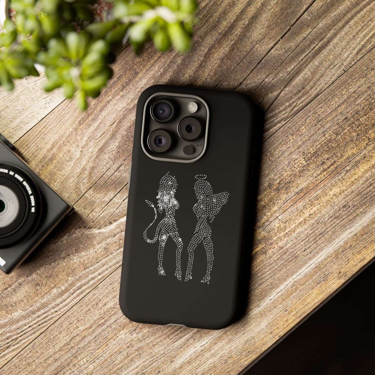 Rhinestone Angel & Devil Phone Case — Bling Protective iPhone Cover