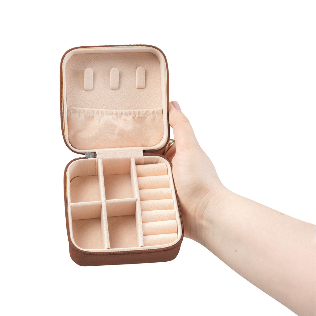 Monogram E Travel Jewelry Case — Compact Pink Travel Jewelry Organizer