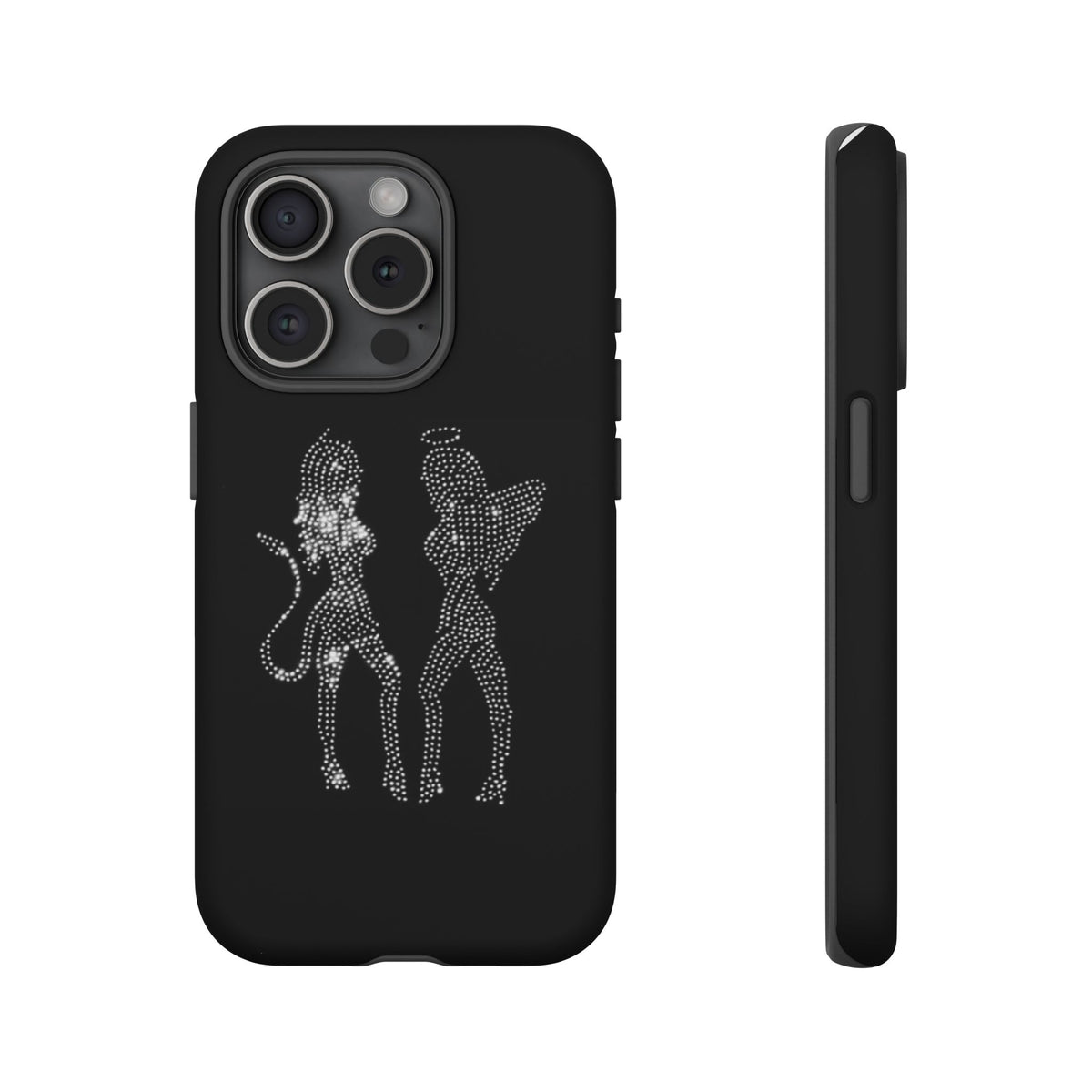 Rhinestone Angel & Devil Phone Case — Bling Protective iPhone Cover