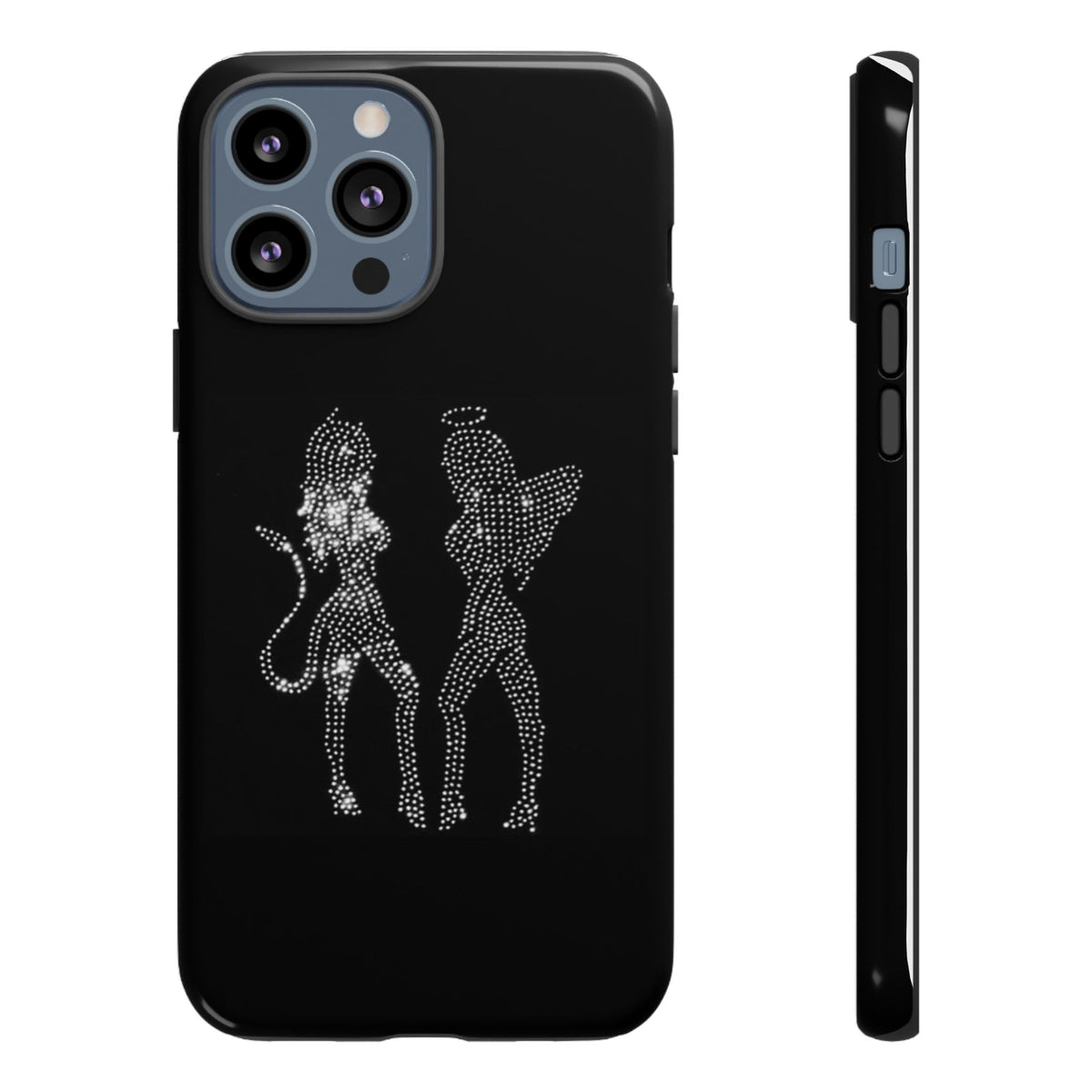 Rhinestone Angel & Devil Phone Case — Bling Protective iPhone Cover
