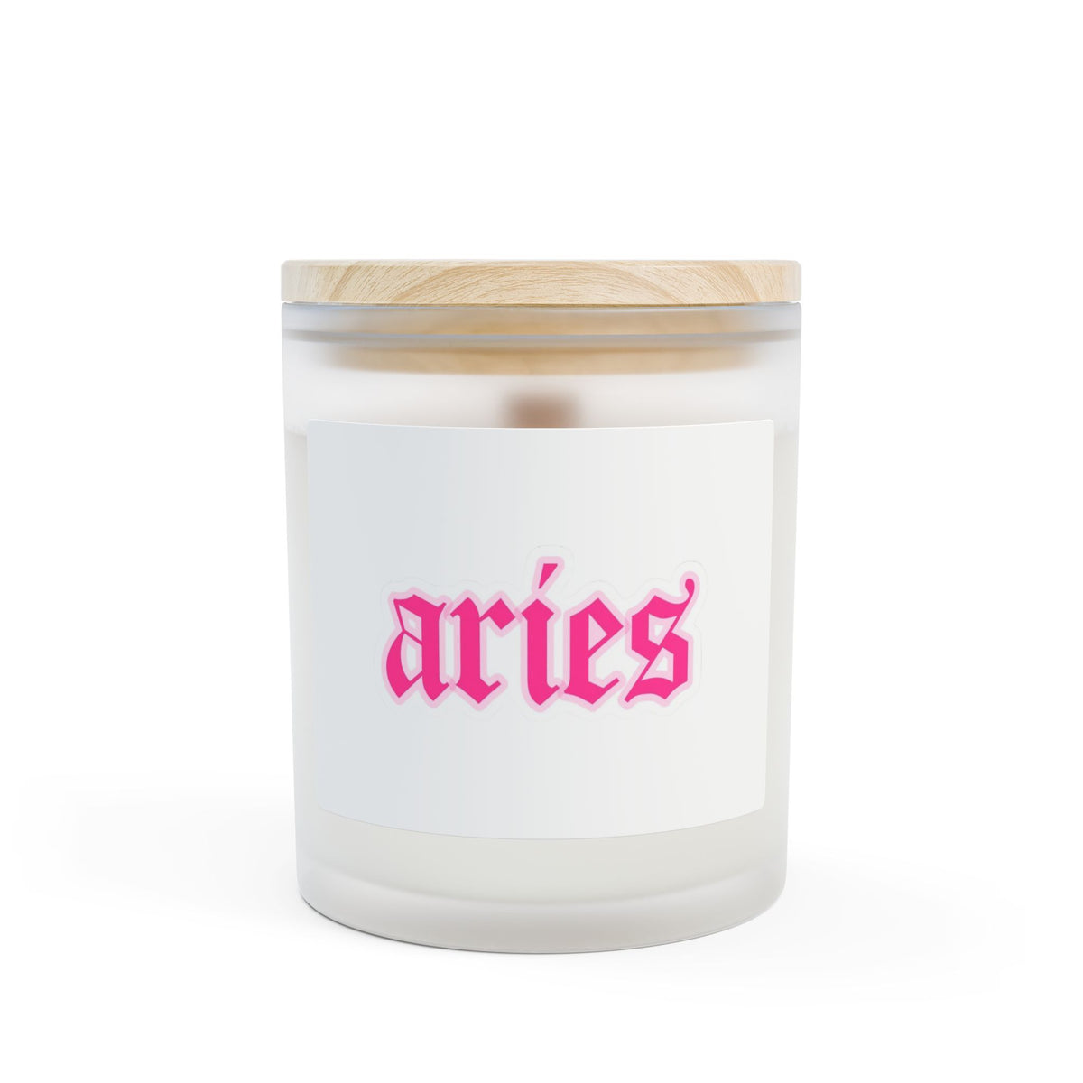 Aries Frosted Glass Candle — 11oz Zodiac Soy Candle with Pink Gothic Label