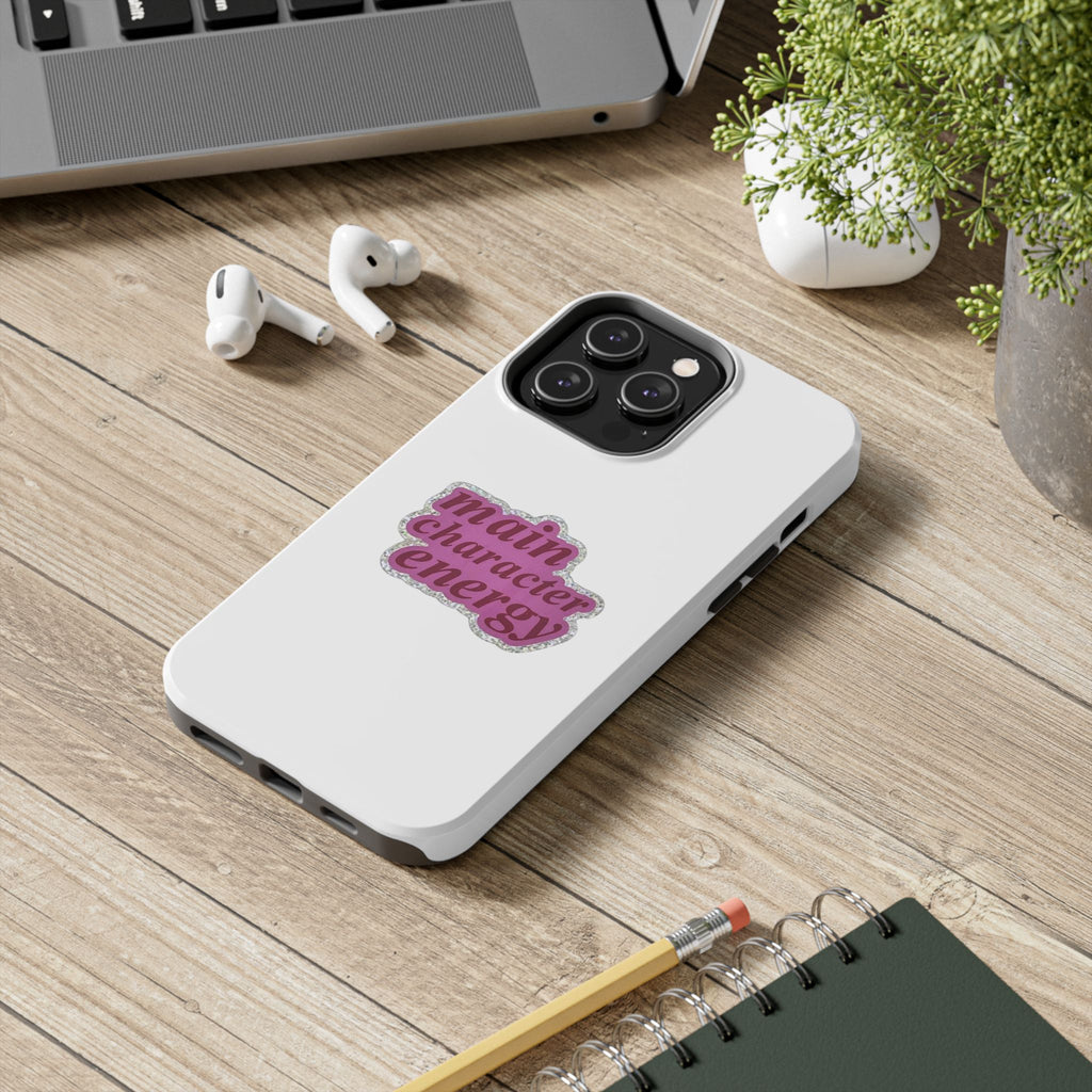 Main Character Energy Tough Phone Case — Pink Retro Graphic
