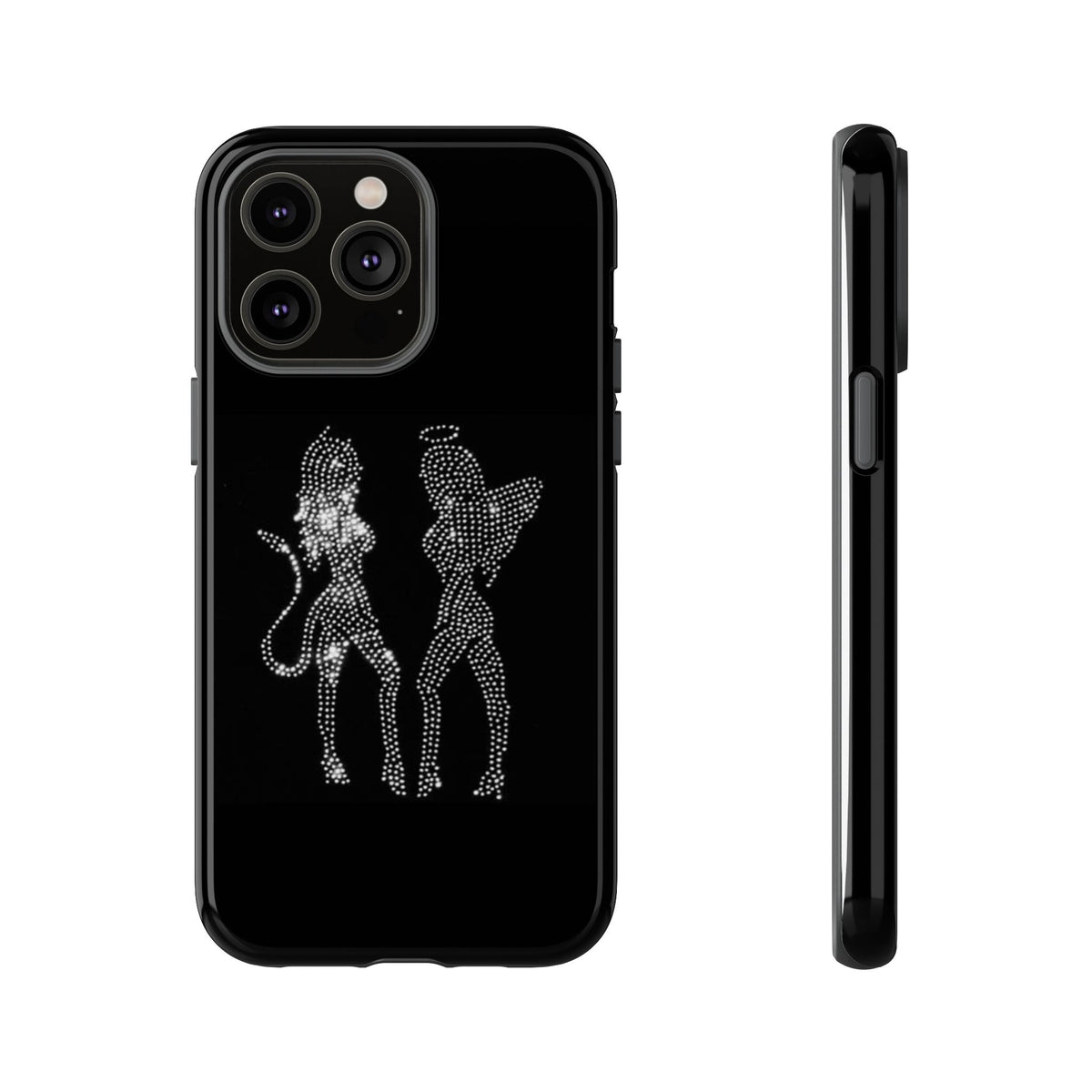 Rhinestone Angel & Devil Phone Case — Bling Protective iPhone Cover
