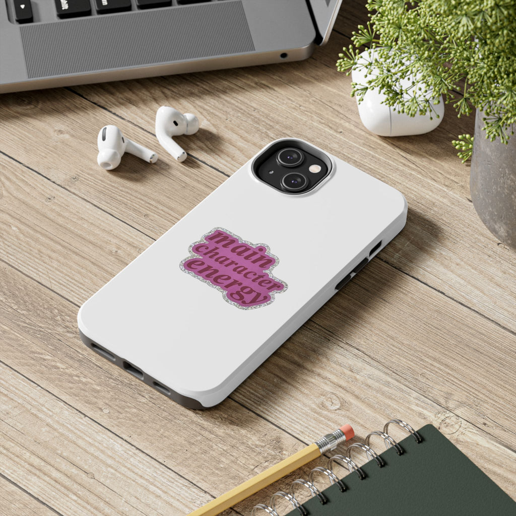Main Character Energy Tough Phone Case — Pink Retro Graphic
