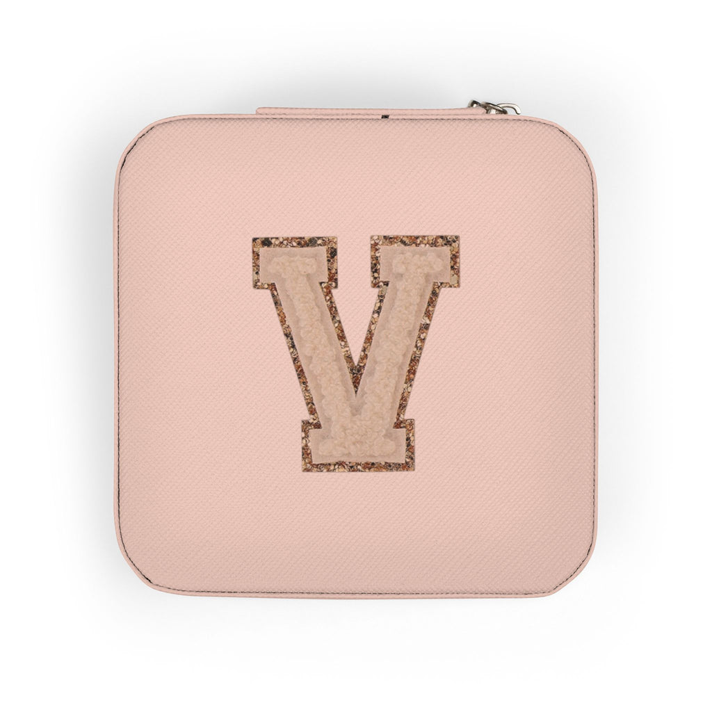 Monogram V Pink Travel Jewelry Case — Compact Organizer for Rings, Earrings & Necklaces