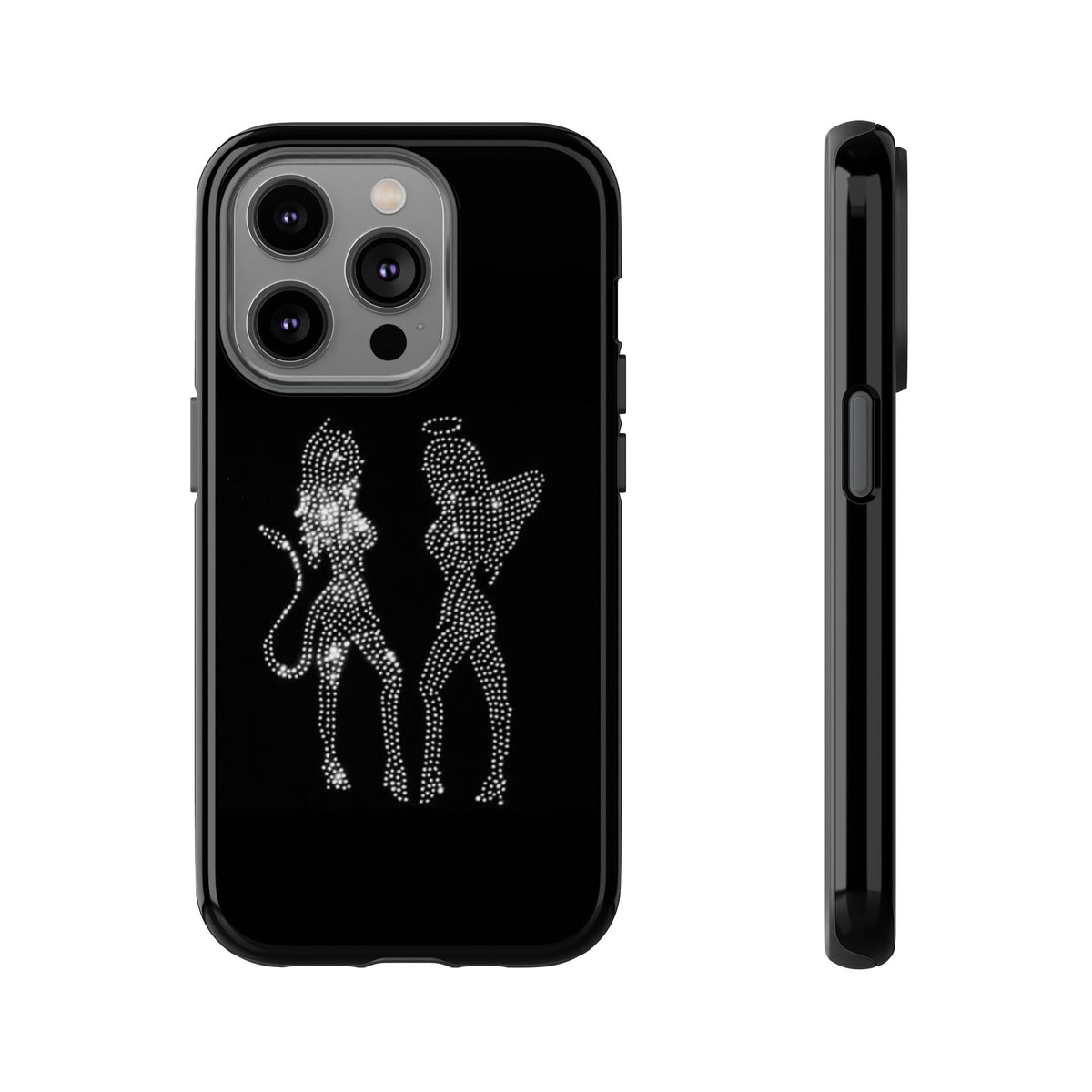 Rhinestone Angel & Devil Phone Case — Bling Protective iPhone Cover