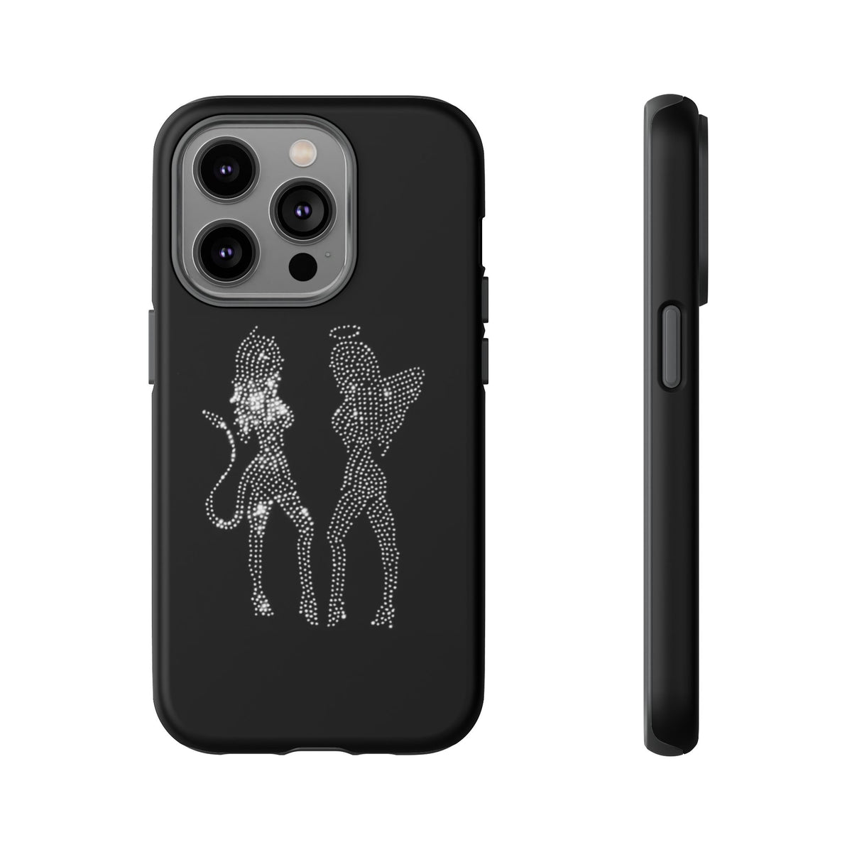 Rhinestone Angel & Devil Phone Case — Bling Protective iPhone Cover