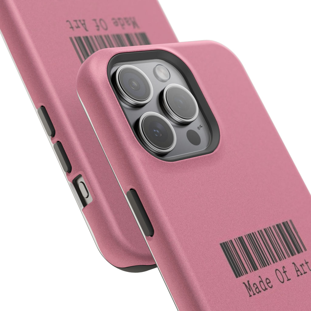 Made of Art Pink Impact-Resistant Phone Case — Barcode Graphic Protective Cover