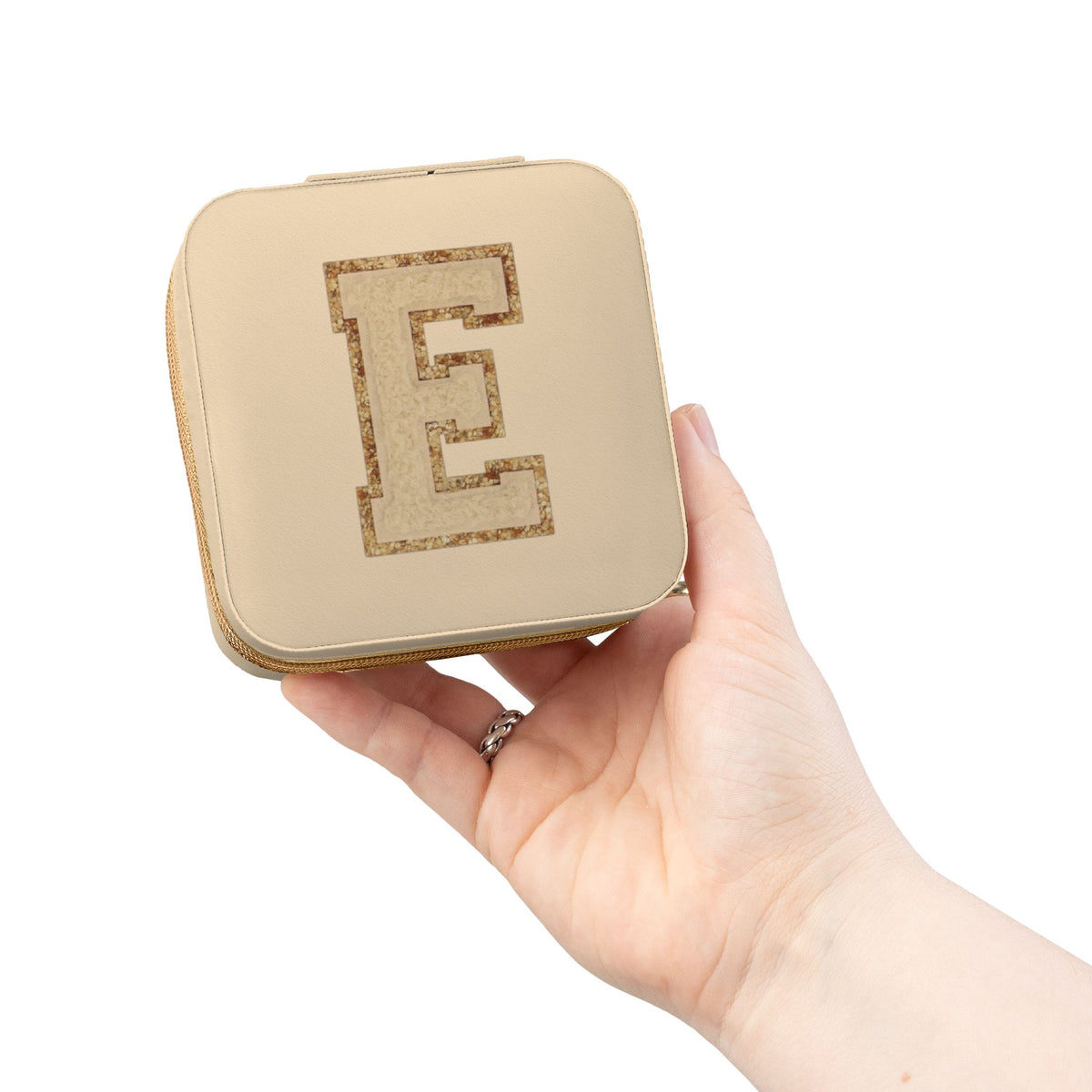 Monogram E Travel Jewelry Case — Compact Pink Travel Jewelry Organizer