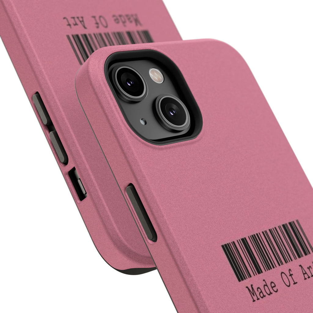Made of Art Pink Impact-Resistant Phone Case — Barcode Graphic Protective Cover
