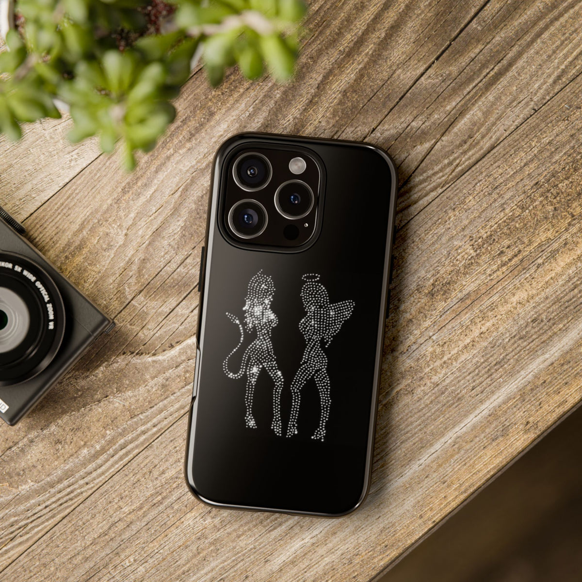 Rhinestone Angel & Devil Phone Case — Bling Protective iPhone Cover