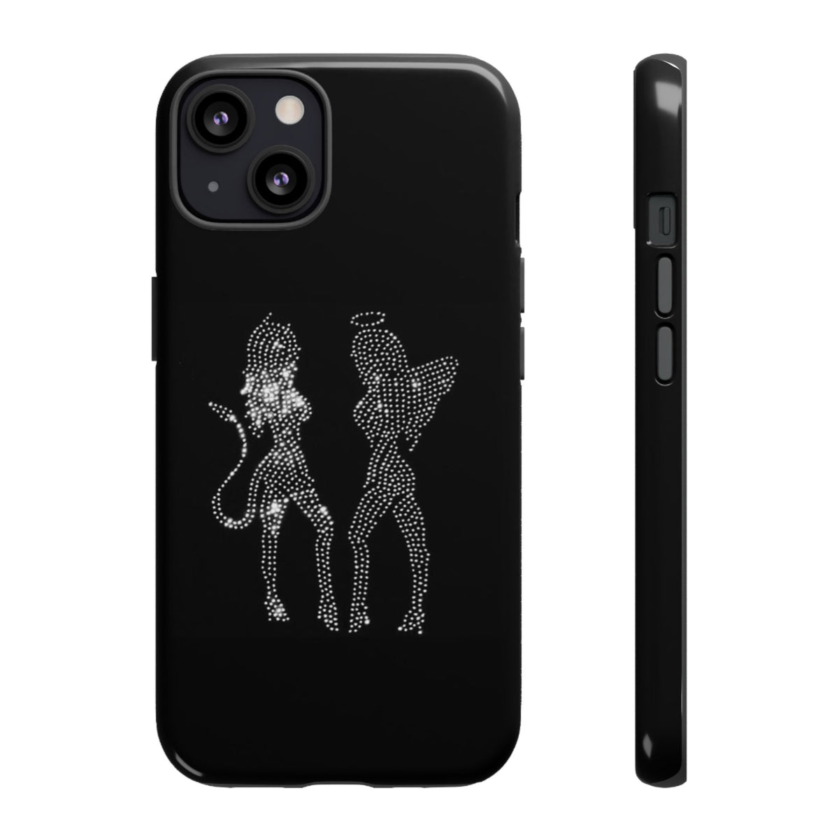 Rhinestone Angel & Devil Phone Case — Bling Protective iPhone Cover