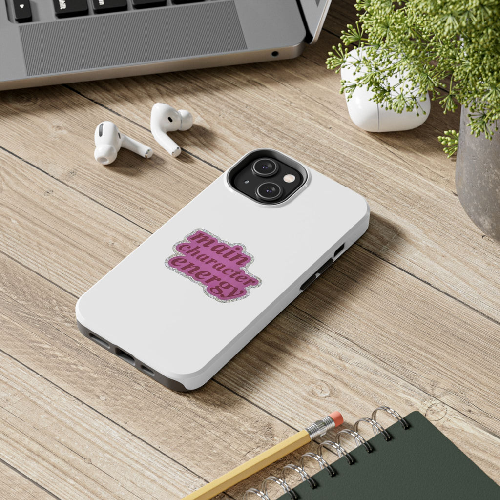 Main Character Energy Tough Phone Case — Pink Retro Graphic