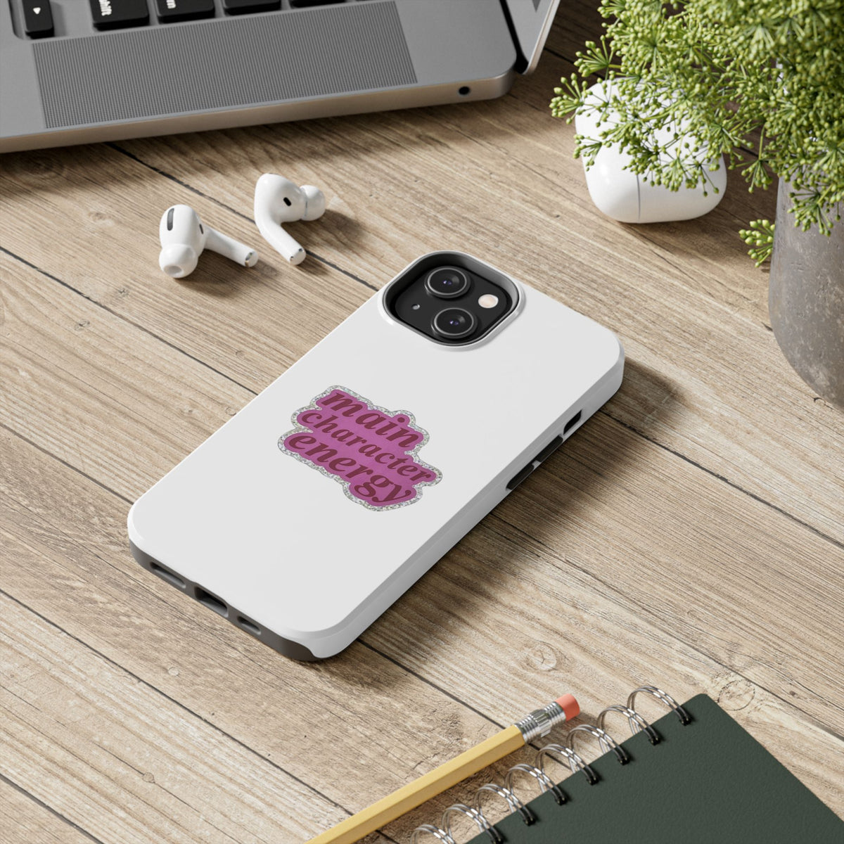 Main Character Energy Tough Phone Case — Pink Retro Graphic