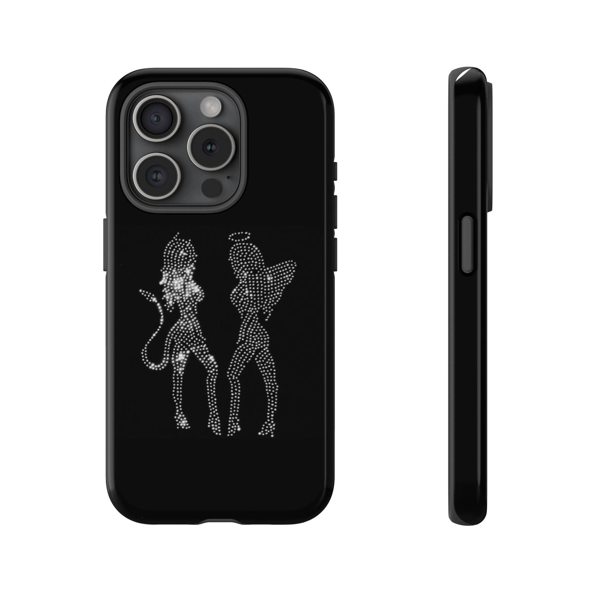 Rhinestone Angel & Devil Phone Case — Bling Protective iPhone Cover