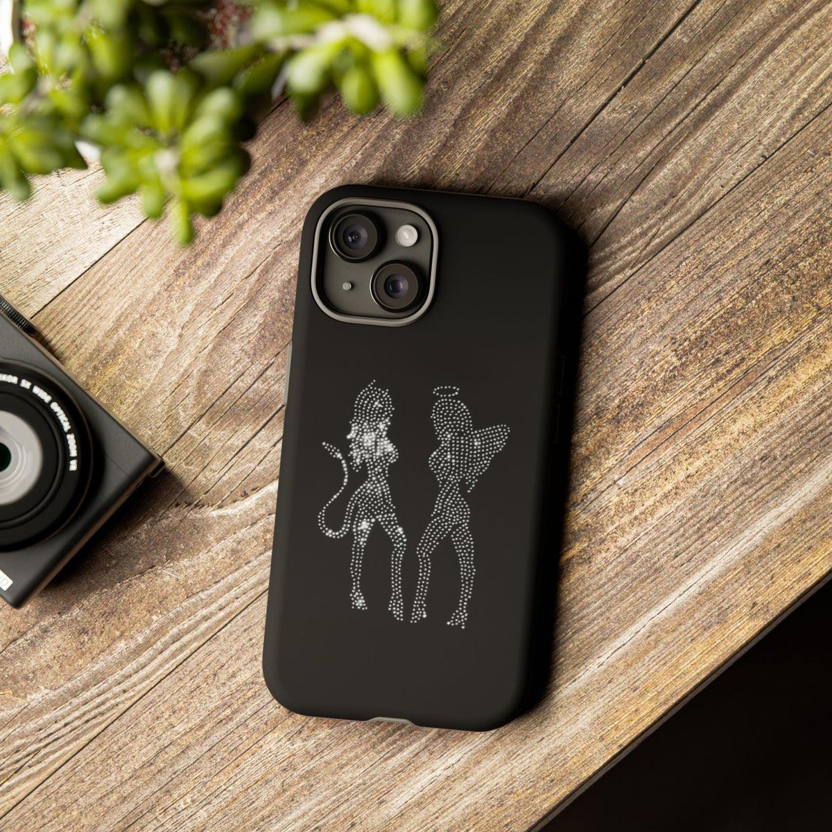 Rhinestone Angel & Devil Phone Case — Bling Protective iPhone Cover