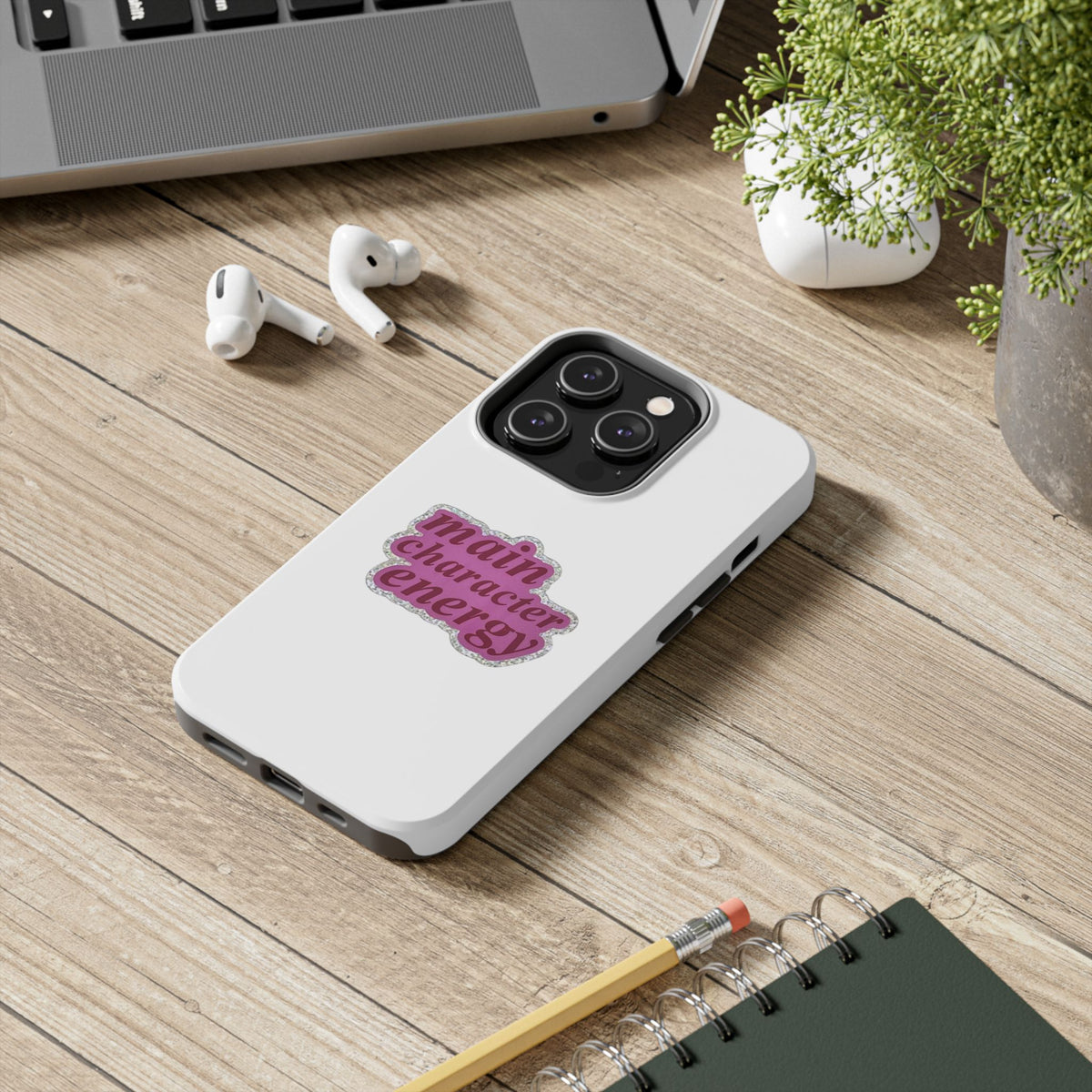 Main Character Energy Tough Phone Case — Pink Retro Graphic
