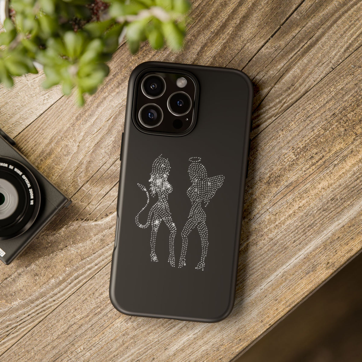 Rhinestone Angel & Devil Phone Case — Bling Protective iPhone Cover