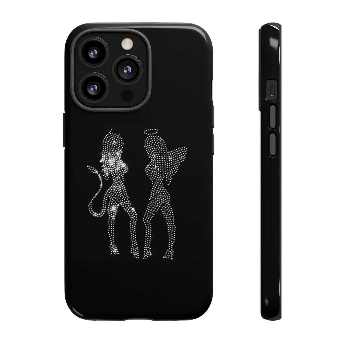 Rhinestone Angel & Devil Phone Case — Bling Protective iPhone Cover