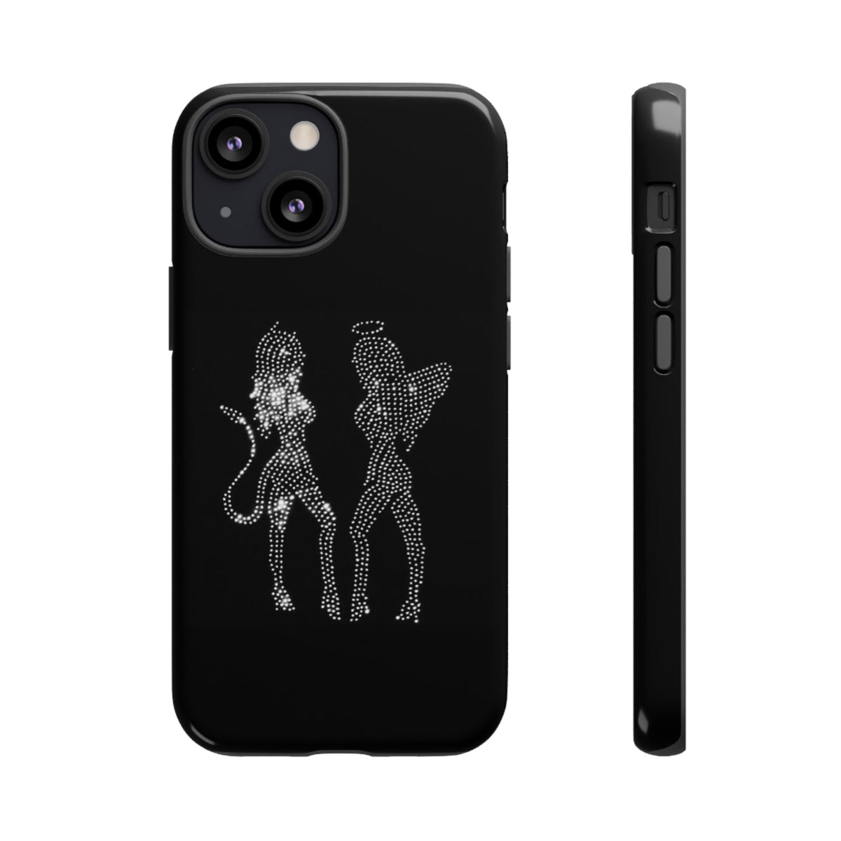 Rhinestone Angel & Devil Phone Case — Bling Protective iPhone Cover