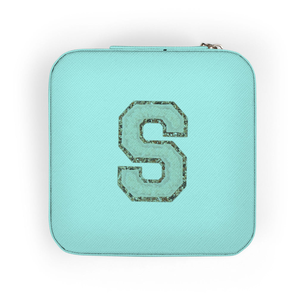 Monogram S Jewelry Travel Case — Compact Pink Velvet Organizer for Rings, Earrings & Necklaces