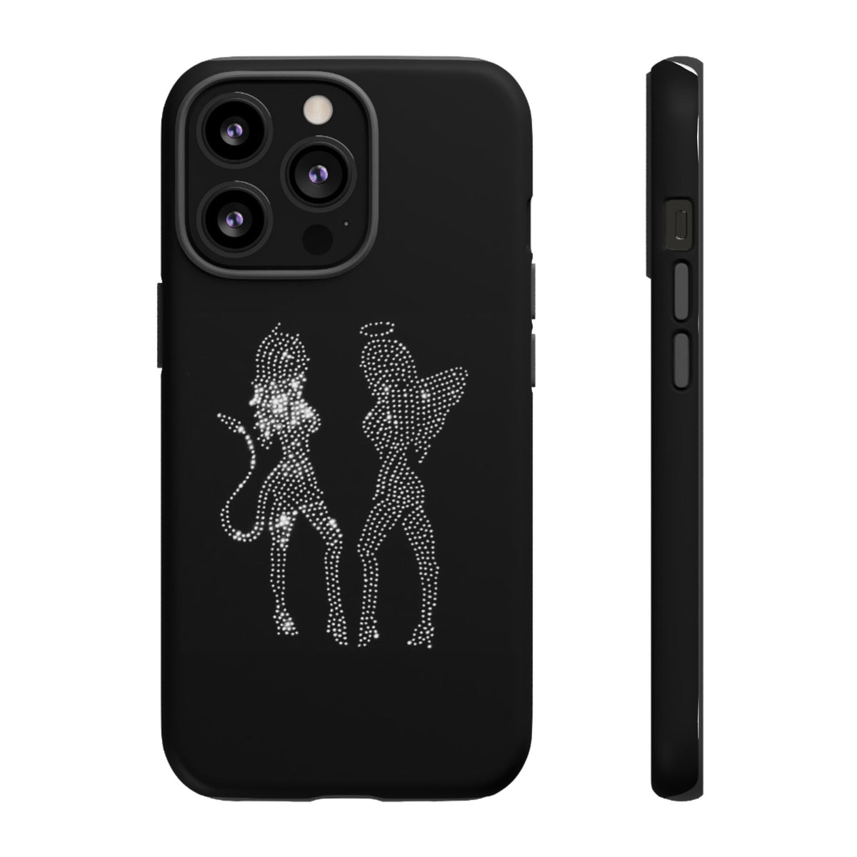 Rhinestone Angel & Devil Phone Case — Bling Protective iPhone Cover