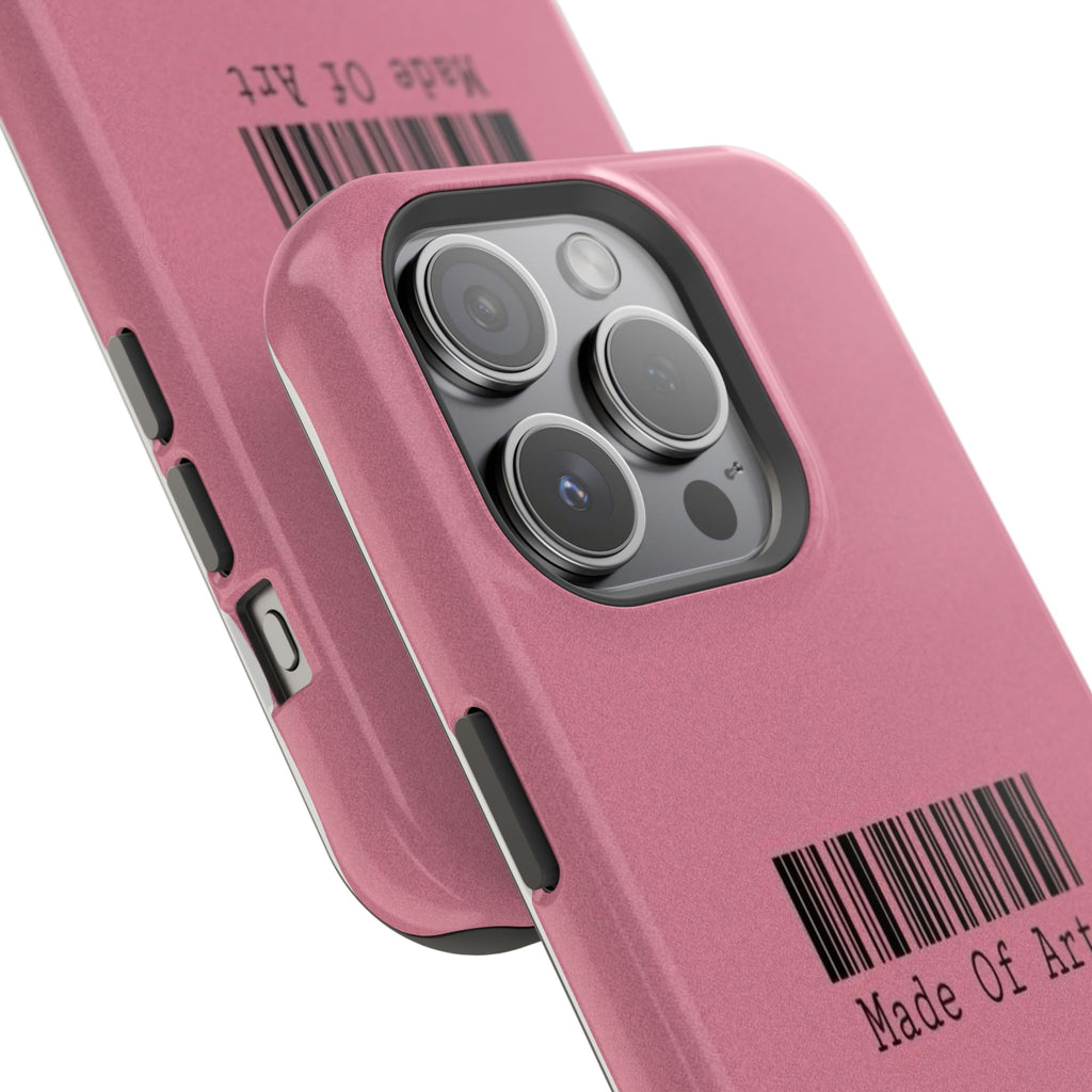Made of Art Pink Impact-Resistant Phone Case — Barcode Graphic Protective Cover