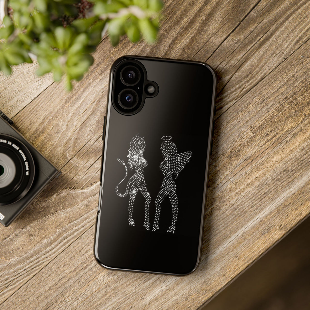 Rhinestone Angel & Devil Phone Case — Bling Protective iPhone Cover