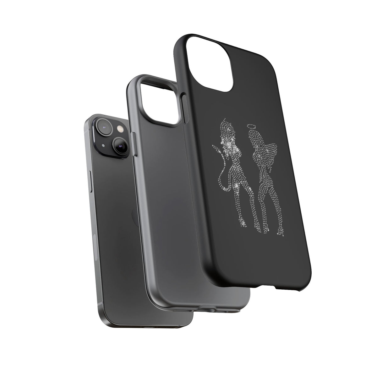 Rhinestone Angel & Devil Phone Case — Bling Protective iPhone Cover