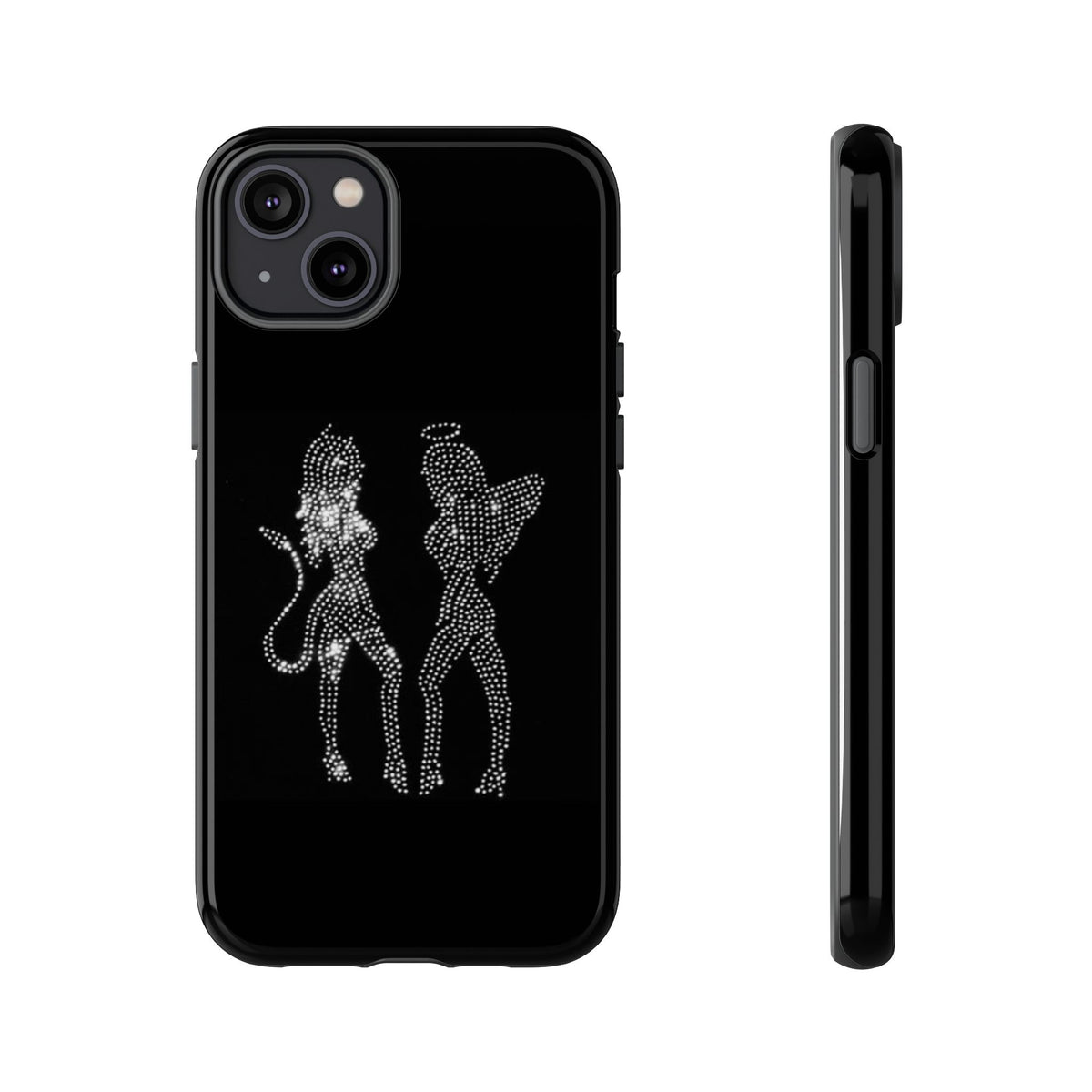 Rhinestone Angel & Devil Phone Case — Bling Protective iPhone Cover